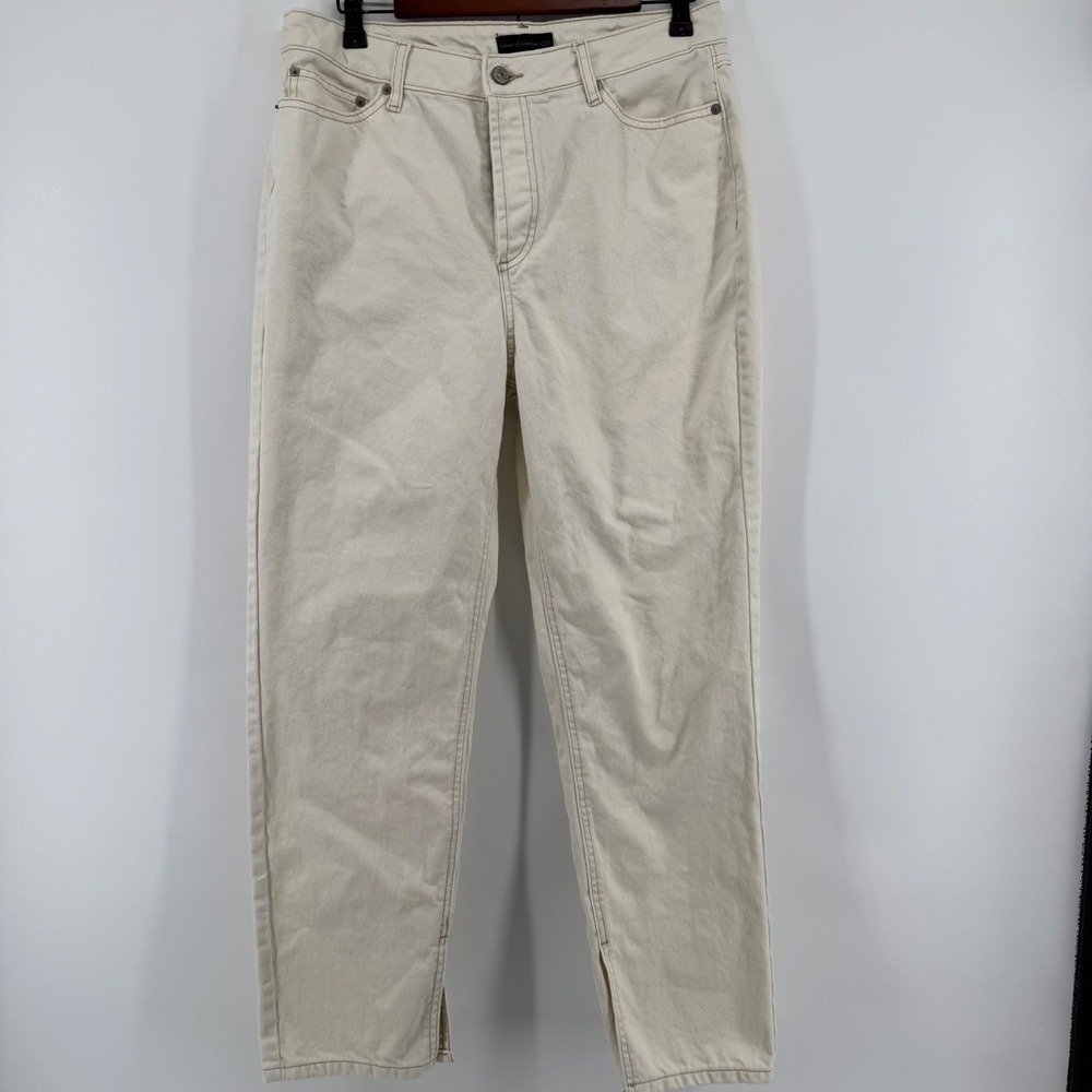 House of Harlow 1960 High Rise Jeans Womens 30 Cream Split Hem Button Fly